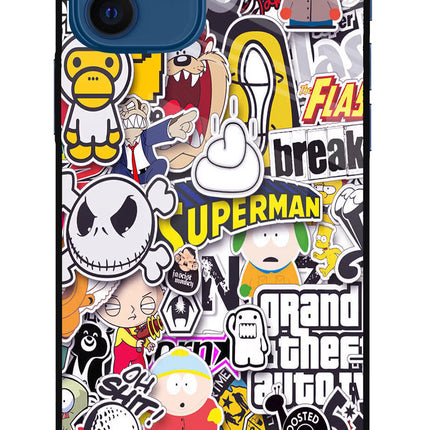 Sticker Bomb iPhone 12 Glass Case Back Cover by Casekaro