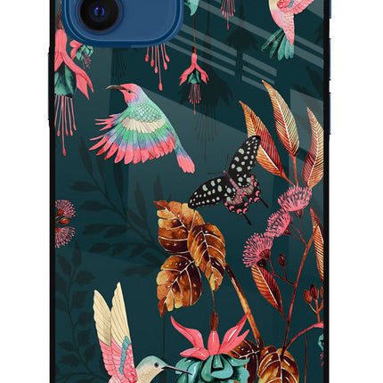 Birds iPhone 12 Glass Case Back Cover by Casekaro