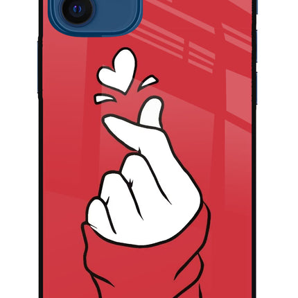 Korean Love Sign iPhone 12 Glass Case Back Cover by Casekaro