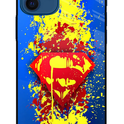 Superman logo iPhone 12 Glass Case Back Cover by Casekaro