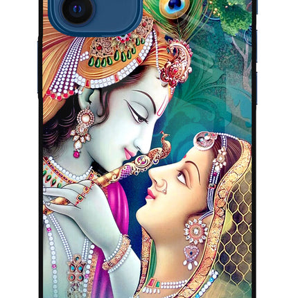 Lord Radha Krishna iPhone 12 Glass Case Back Cover by Casekaro
