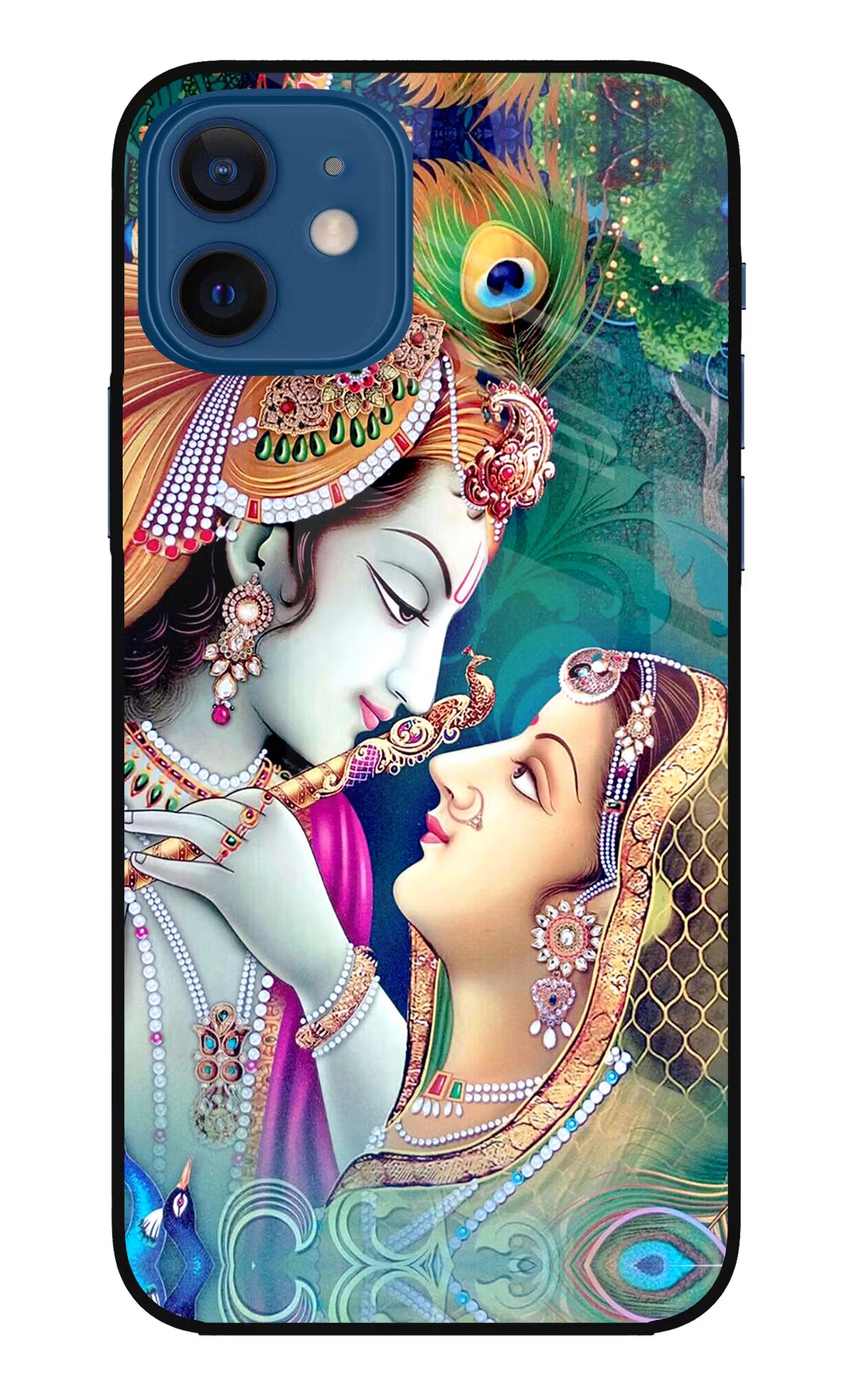 Lord Radha Krishna iPhone 12 Glass Case Back Cover by Casekaro