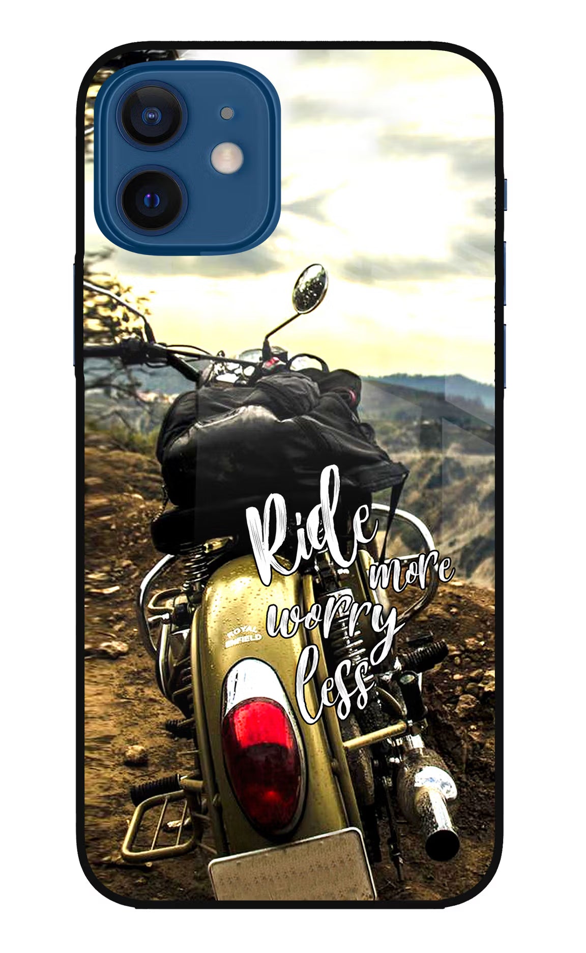 Ride More Worry Less iPhone 12 Glass Case Back Cover by Casekaro