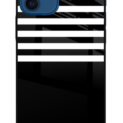 Black and White Print iPhone 12 Glass Case Back Cover by Casekaro