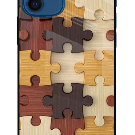 Wooden Puzzle iPhone 12 Glass Case Back Cover by Casekaro