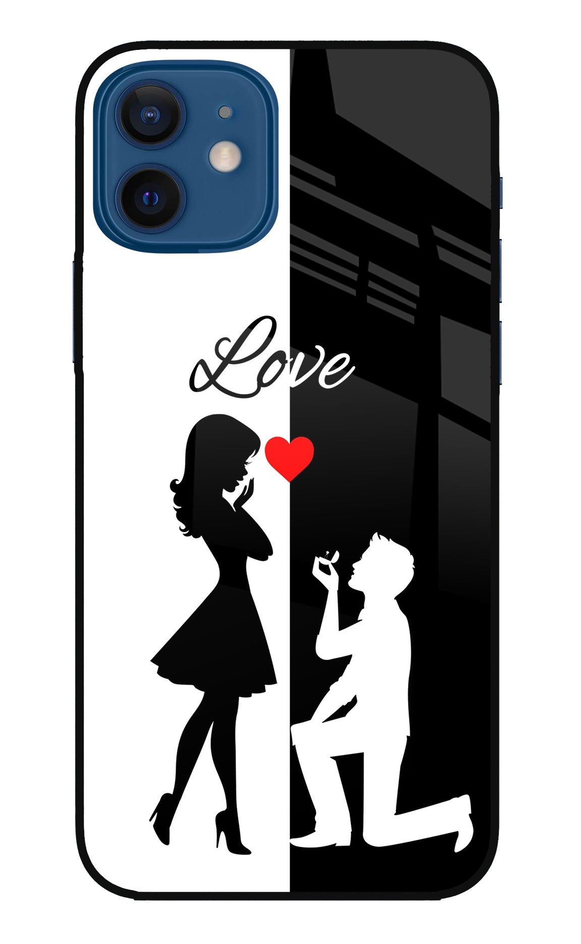 Love Propose Black And White iPhone 12 Back Cover