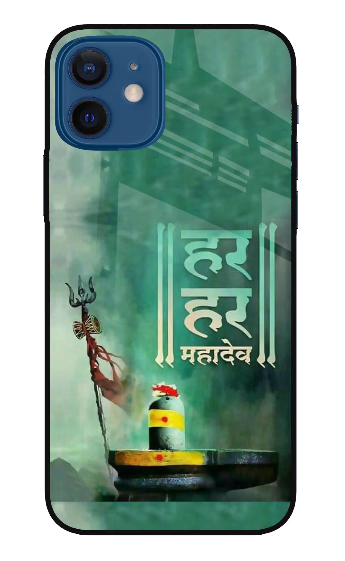 Har Har Mahadev Shivling iPhone 12 Glass Case Back Cover by Casekaro
