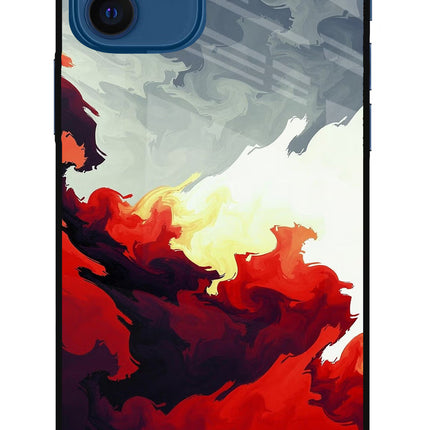 Fire Cloud iPhone 12 Glass Case Back Cover by Casekaro