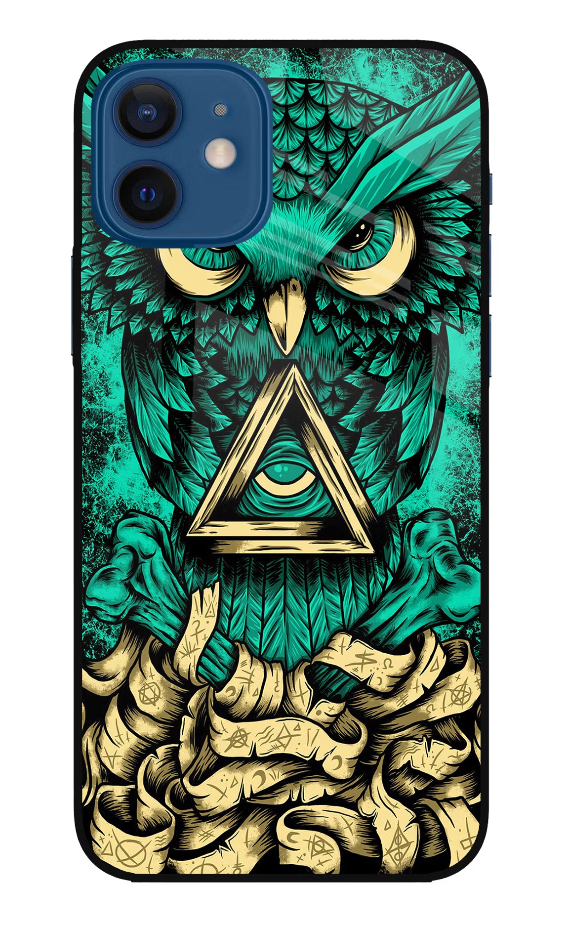 Green Owl iPhone 12 Glass Case Back Cover by Casekaro