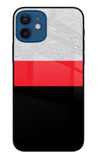 Tri Color Pattern iPhone 12 Glass Case Back Cover by Casekaro