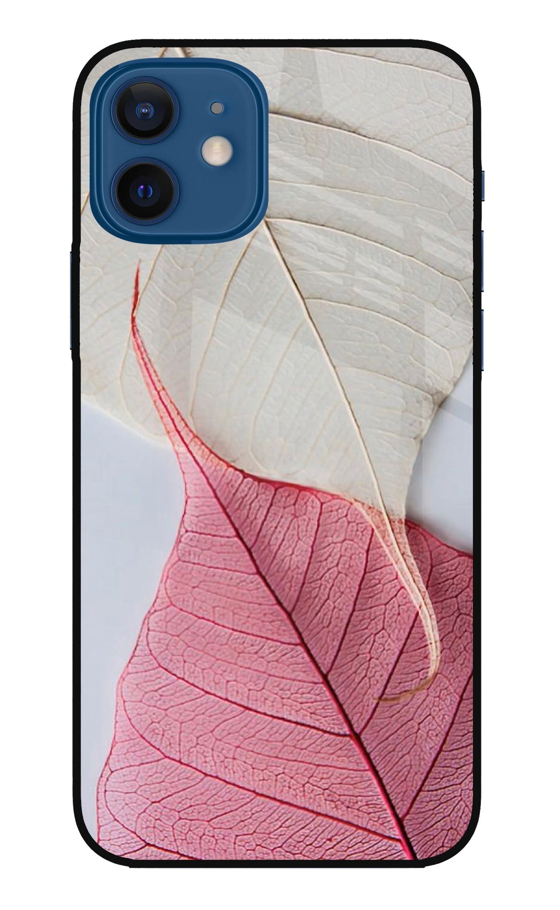 White Pink Leaf iPhone 12 Glass Case