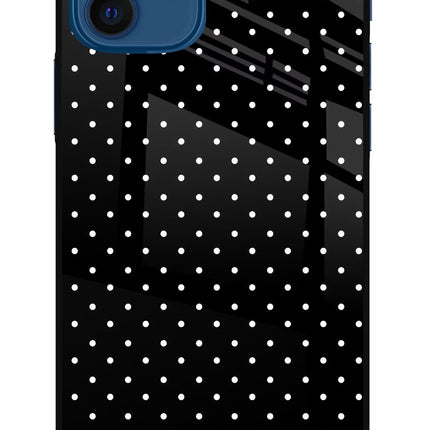 White Dots iPhone 12 Glass Case Back Cover by Casekaro