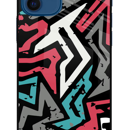 Geometric Graffiti iPhone 12 Glass Case Back Cover by Casekaro