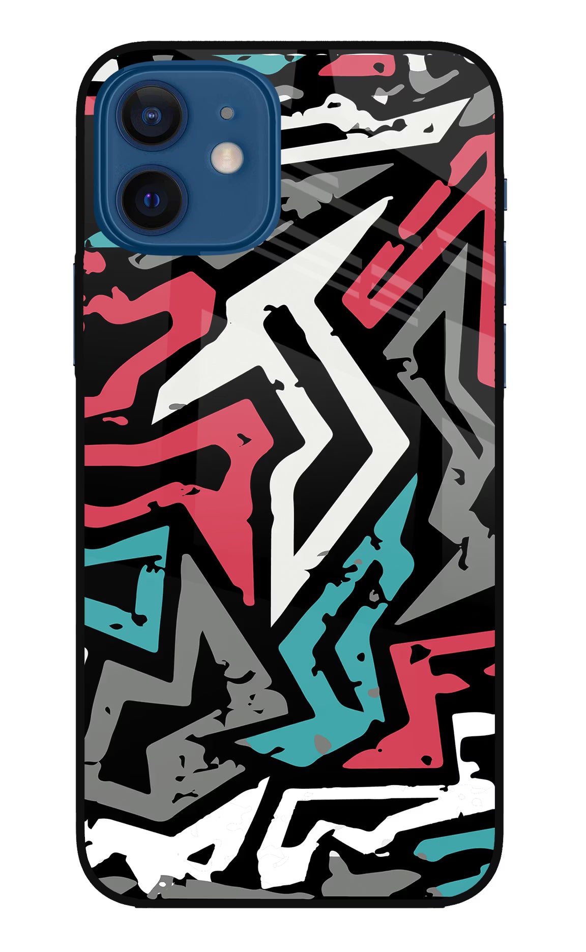 Geometric Graffiti iPhone 12 Glass Case Back Cover by Casekaro