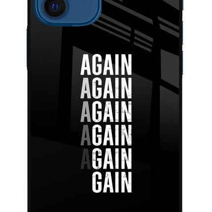 Again Again Gain iPhone 12 Glass Case Back Cover by Casekaro