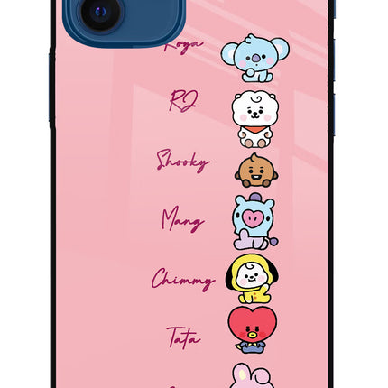 BTS names iPhone 12 Glass Case Back Cover by Casekaro