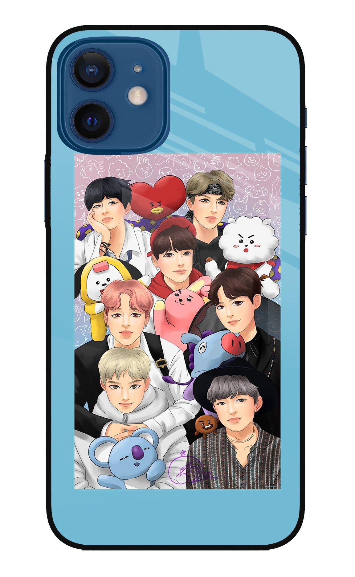 BTS with animals iPhone 12 Glass Case