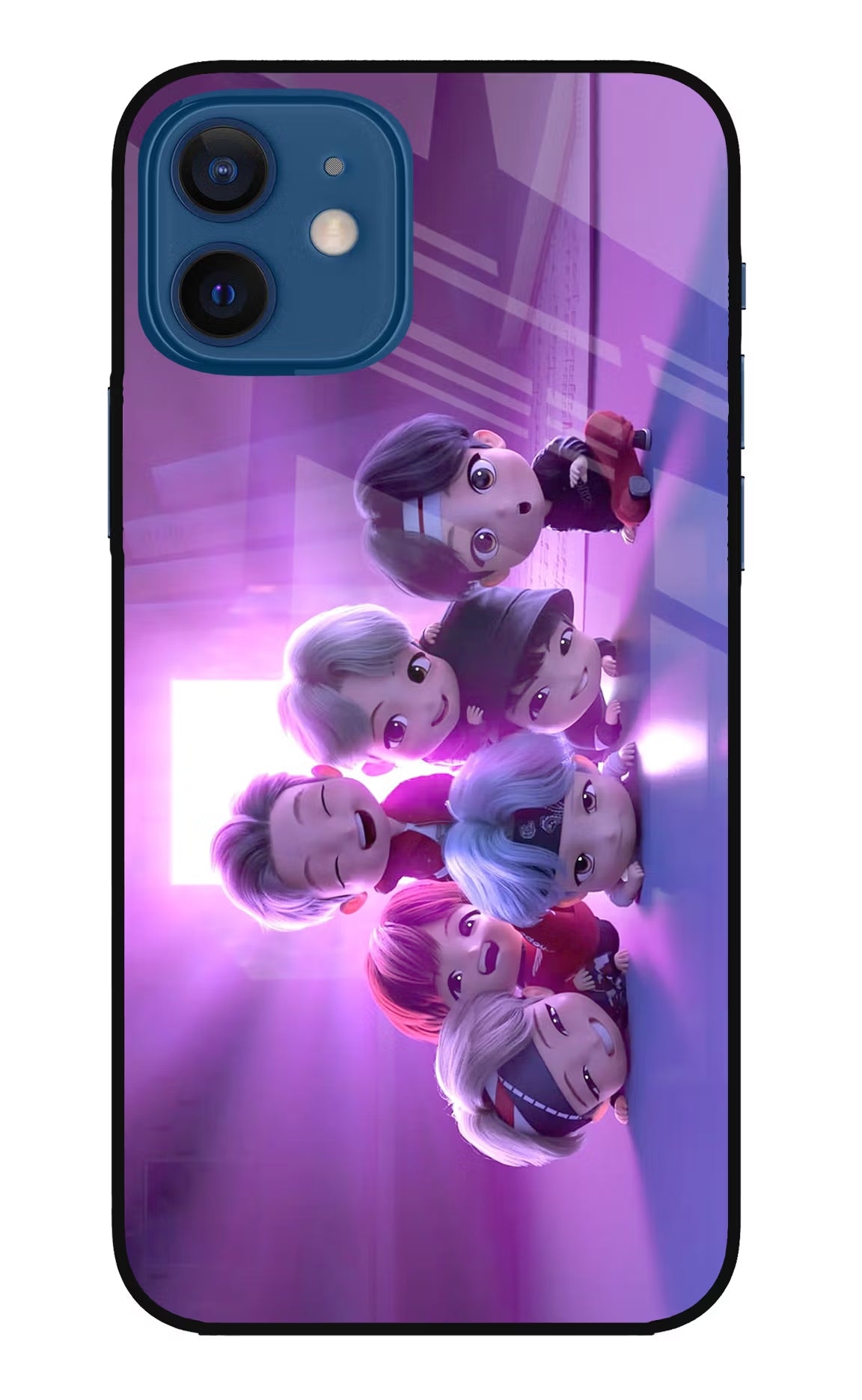 BTS Chibi iPhone 12 Glass Case Back Cover by Casekaro