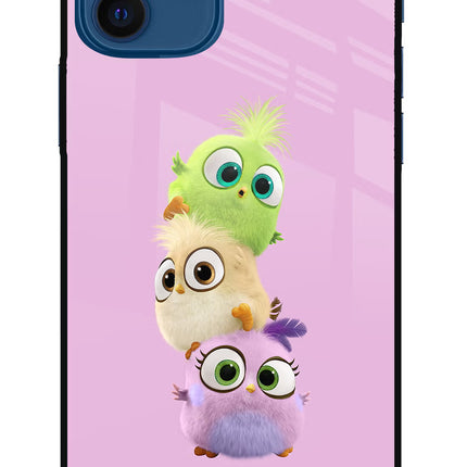 Cute Little Birds iPhone 12 Glass Case Back Cover by Casekaro