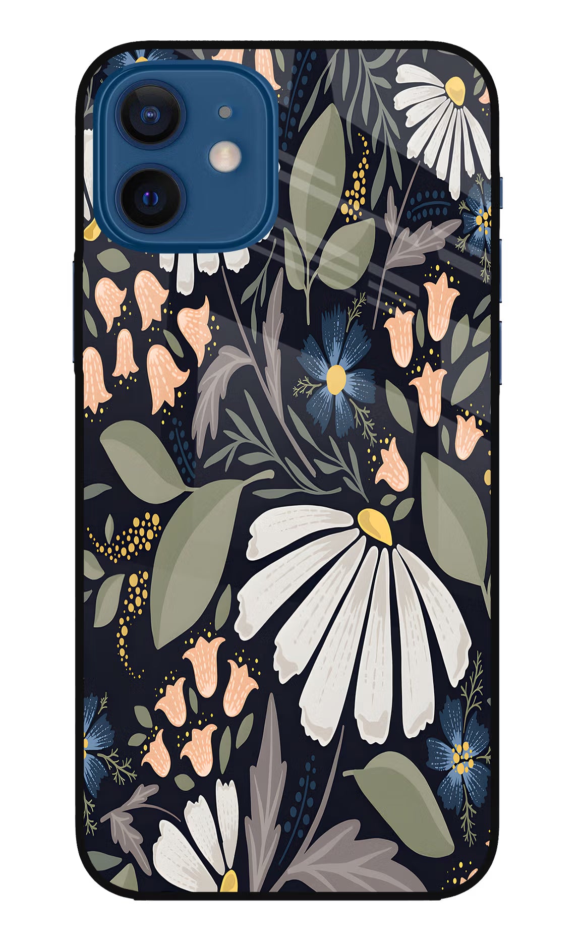 Flowers Art iPhone 12 Glass Case Back Cover by Casekaro