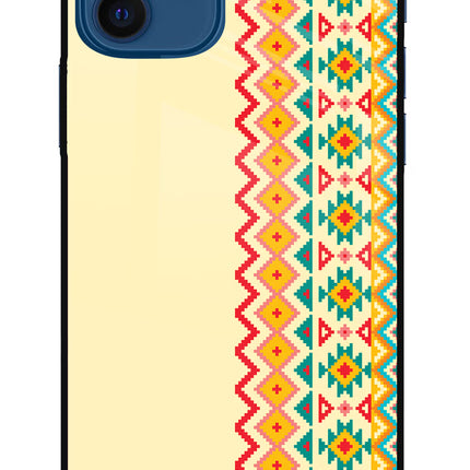 Ethnic Seamless iPhone 12 Glass Case Back Cover by Casekaro