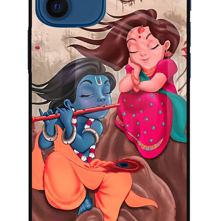 Radhe Krishna iPhone 12 Glass Case Back Cover by Casekaro