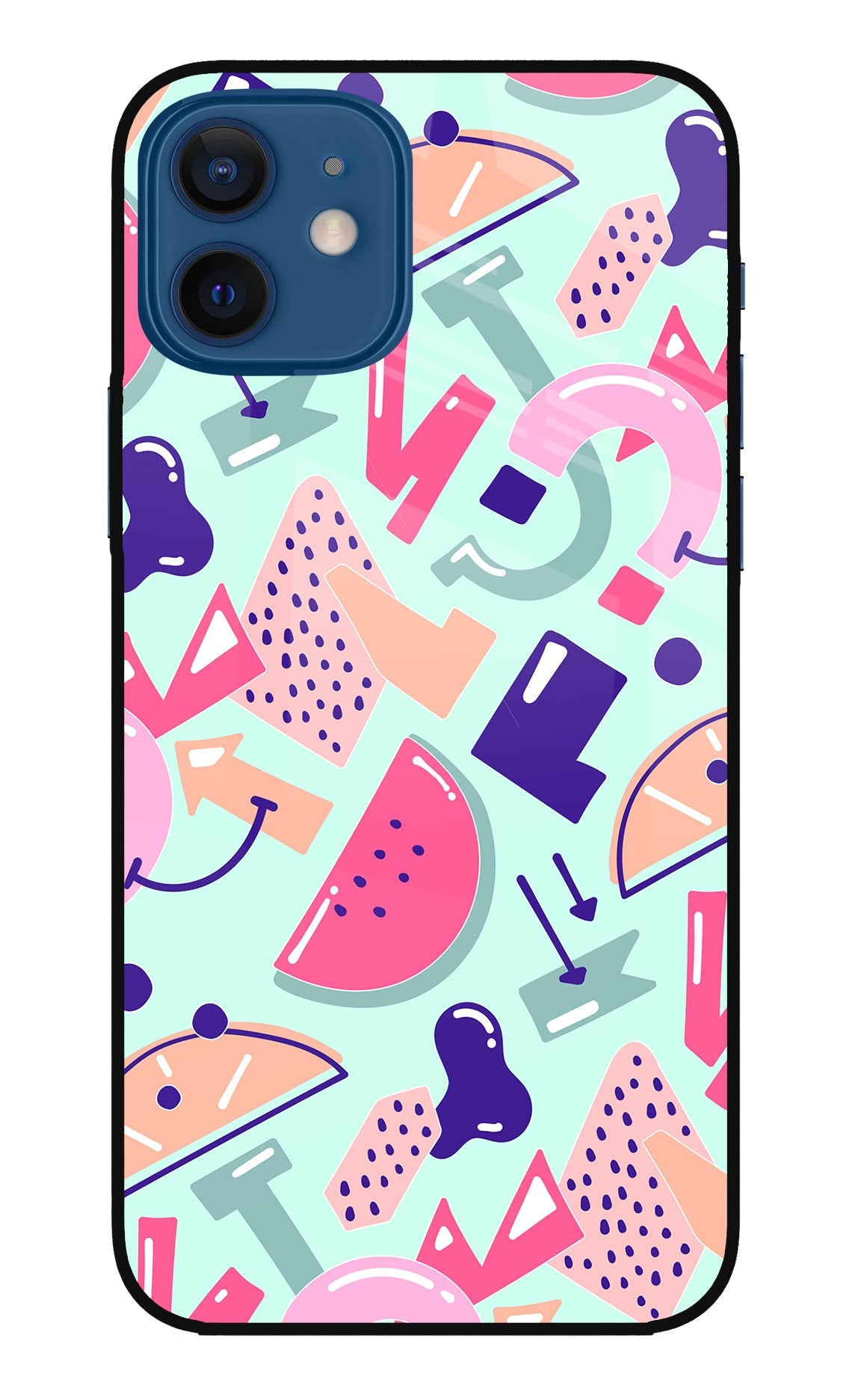 Doodle Pattern iPhone 12 Glass Case