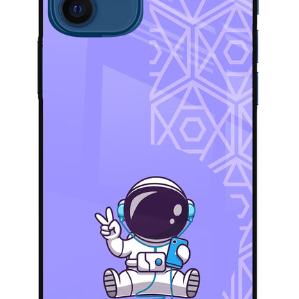 Cute Astronaut Chilling iPhone 12 Glass Case