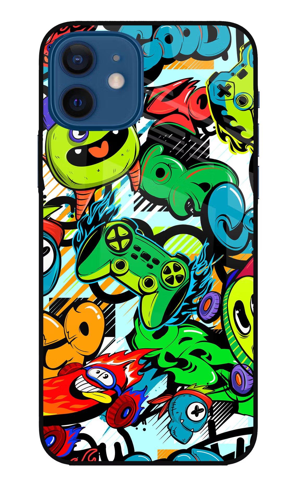 Game Doodle iPhone 12 Glass Case Back Cover by Casekaro