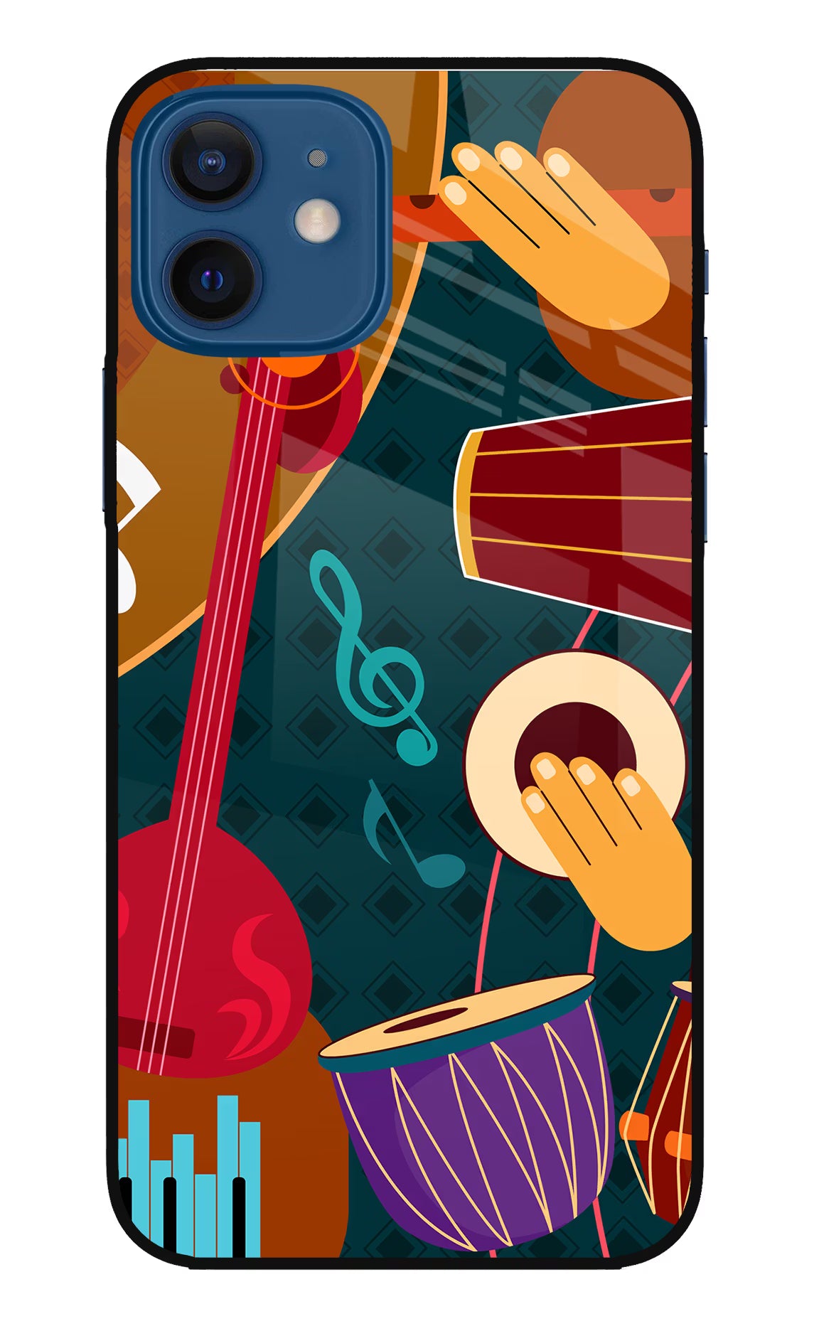 Music Instrument iPhone 12 Glass Case Back Cover by Casekaro