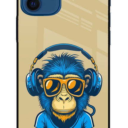 Monkey Headphone iPhone 12 Glass Case Back Cover by Casekaro