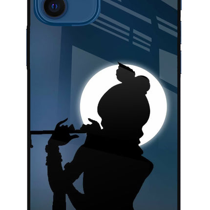 Shri Krishna Silhouette iPhone 12 Glass Case Back Cover by Casekaro