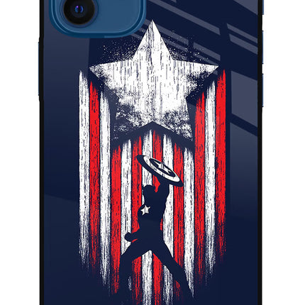 Captain America Marvel Art iPhone 12 Glass Case Back Cover by Casekaro