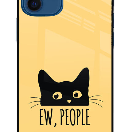 Ew People Catitude iPhone 12 Glass Case Back Cover by Casekaro