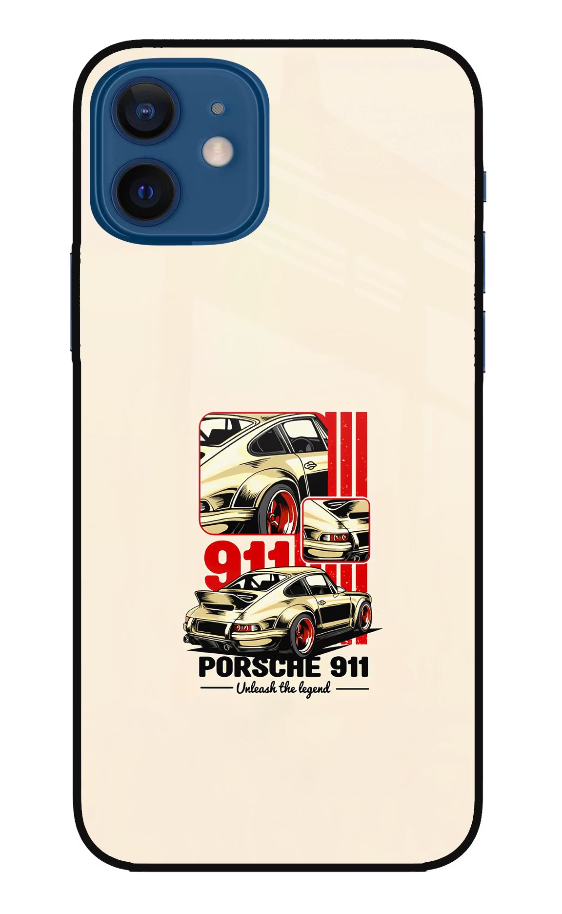 Classic Porsche 911 iPhone 12 Glass Case Back Cover by Casekaro
