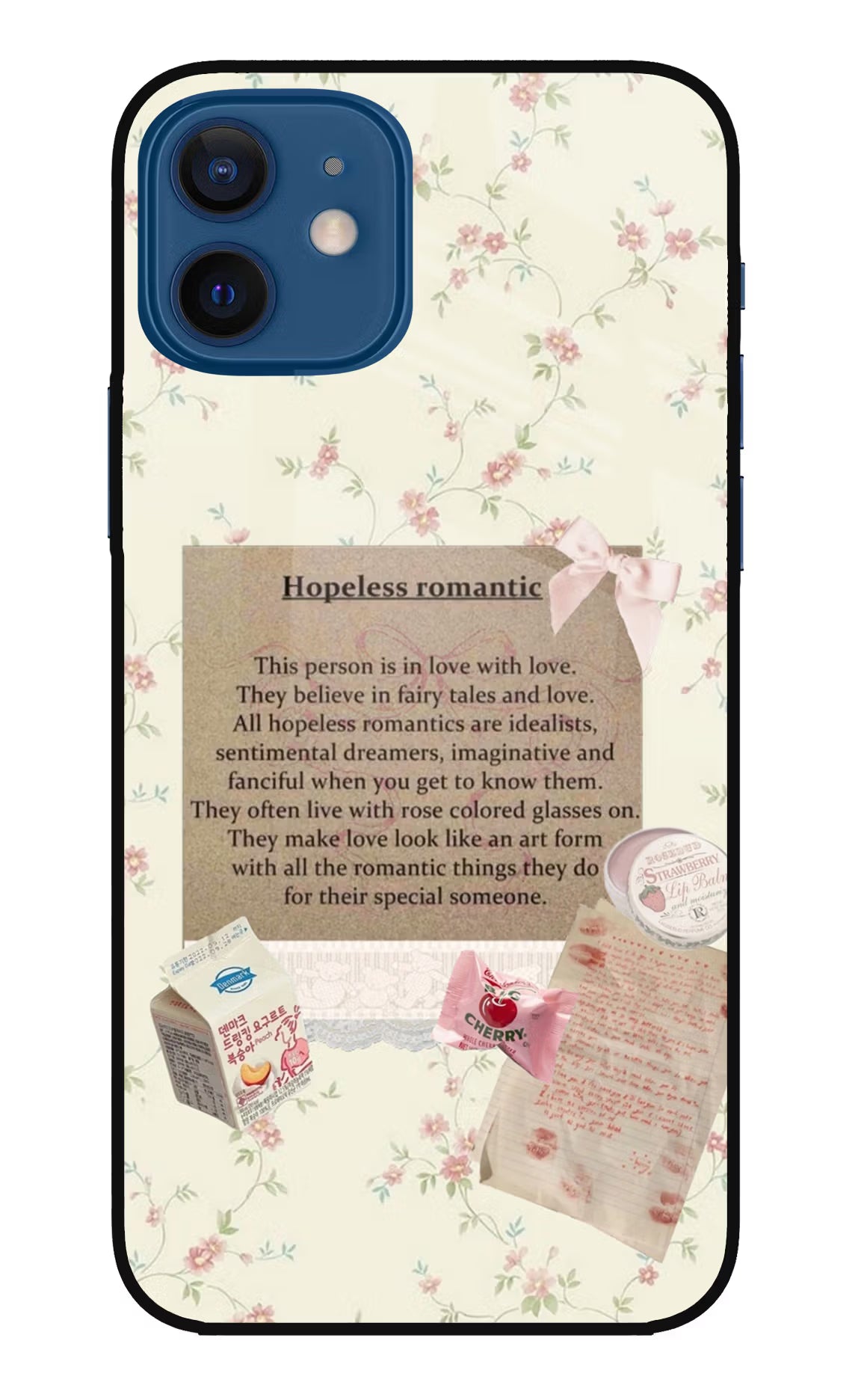 Hopeless Romantic iPhone 12 Glass Case Back Cover by Casekaro