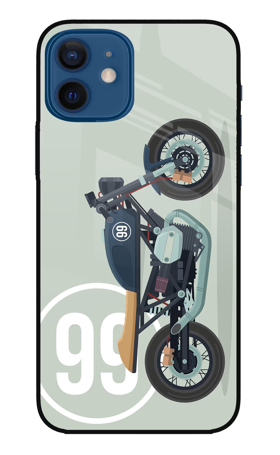 Classic Cafe Racer 99 iPhone 12 Glass Case Back Cover by Casekaro