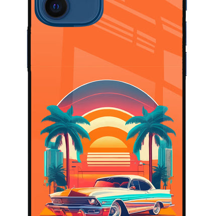Palm Drive 80s iPhone 12 Glass Case Back Cover by Casekaro