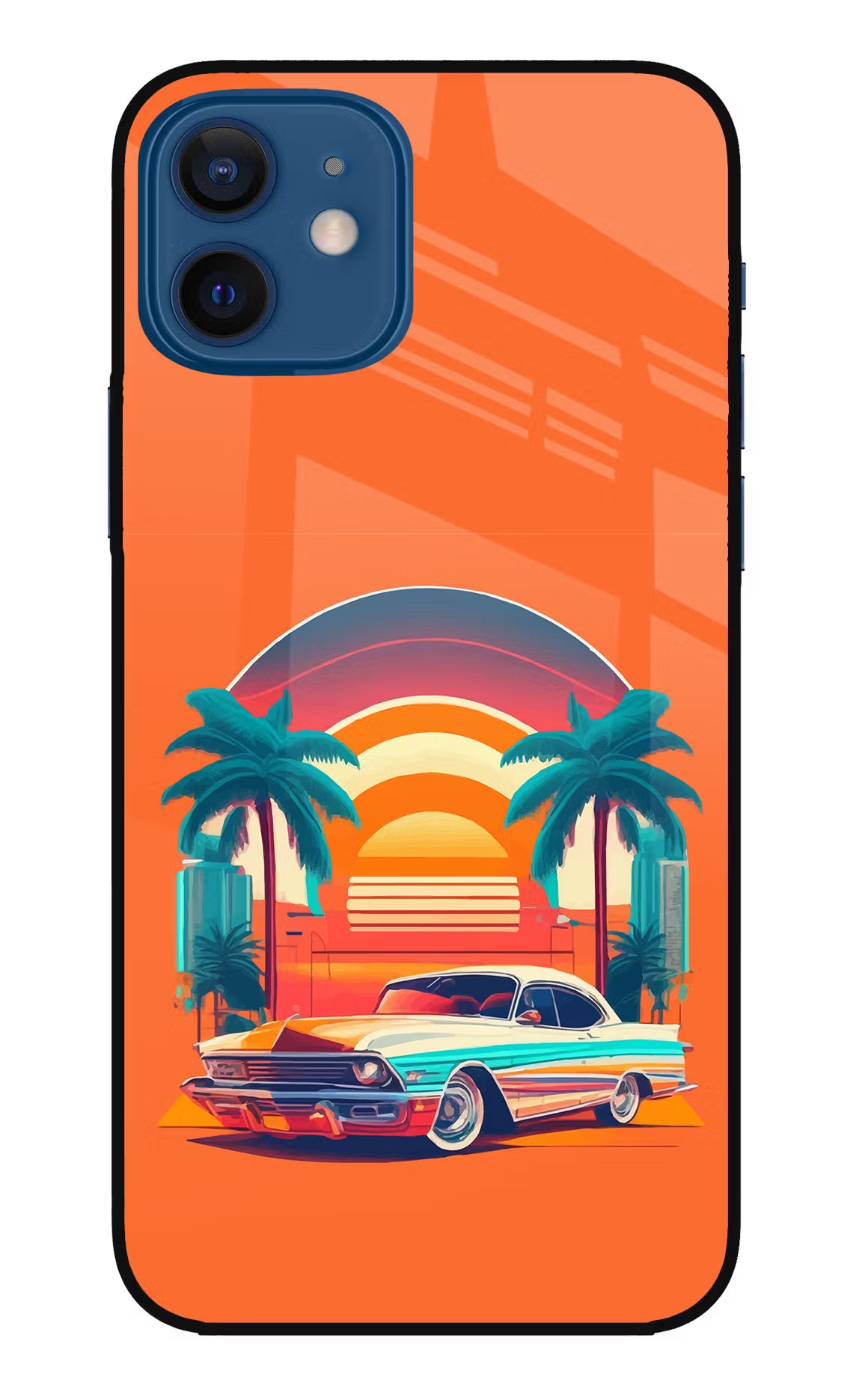 Palm Drive 80s iPhone 12 Glass Case Back Cover by Casekaro