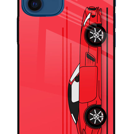 Red Velocity iPhone 12 Glass Case Back Cover by Casekaro