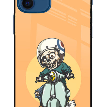 Undead Biker iPhone 12 Glass Case Back Cover by Casekaro