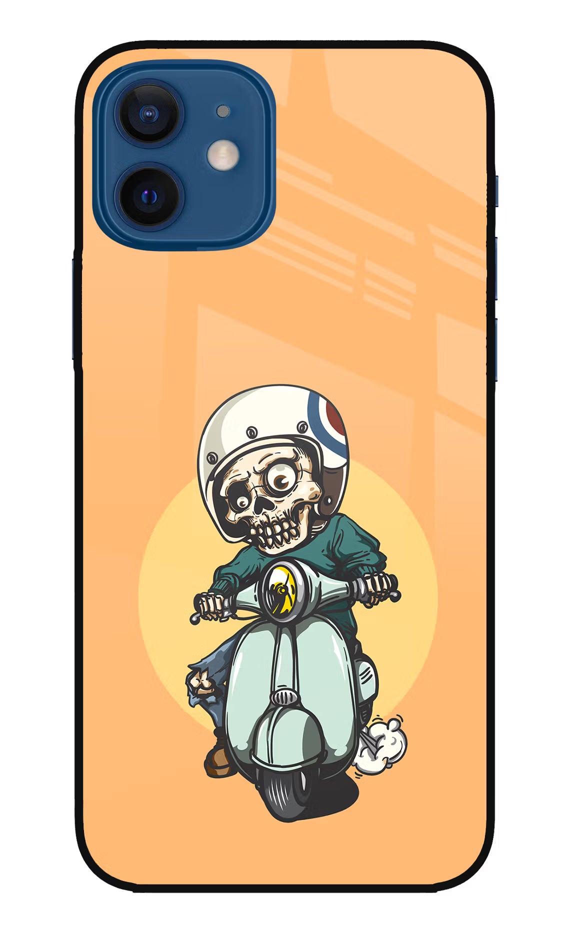 Undead Biker iPhone 12 Glass Case Back Cover by Casekaro