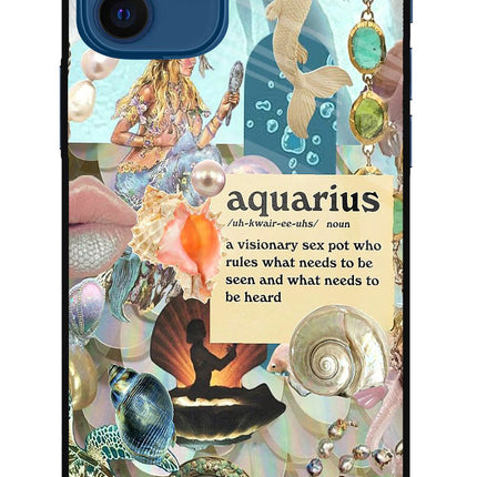 Aquarius Zodiac iPhone 12 Glass Case Back Cover by Casekaro