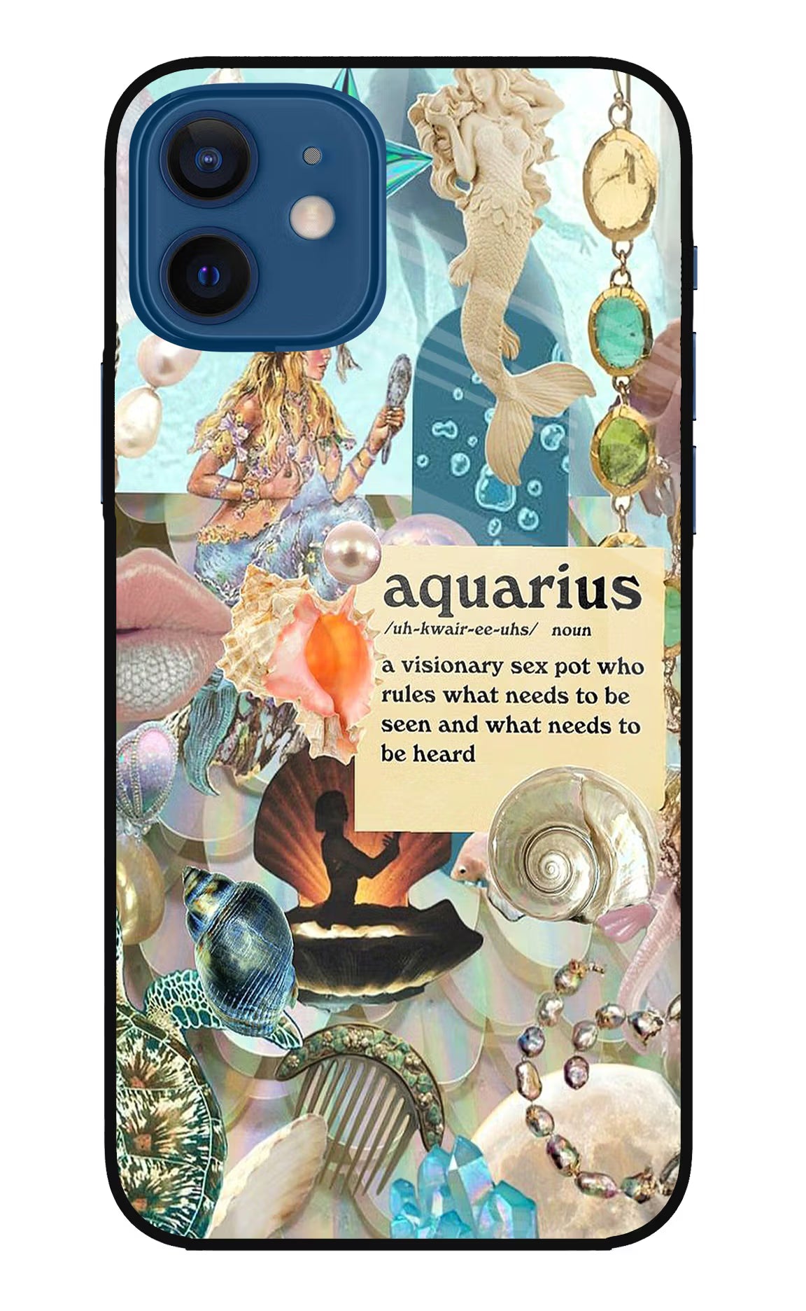 Aquarius Zodiac iPhone 12 Glass Case Back Cover by Casekaro
