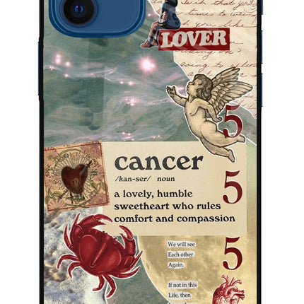 Cancer Zodiac iPhone 12 Glass Case Back Cover by Casekaro