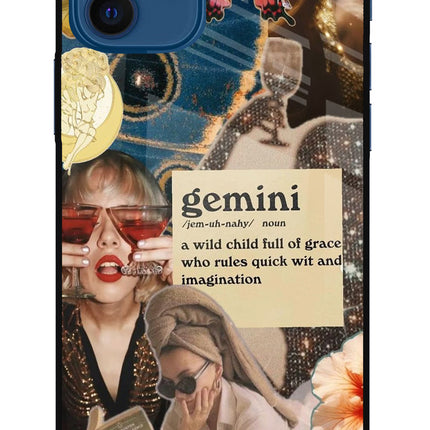 Gemini Zodiac iPhone 12 Glass Case Back Cover by Casekaro