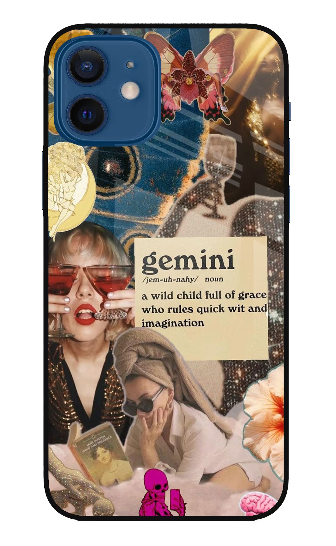 Gemini Zodiac iPhone 12 Glass Case Back Cover by Casekaro