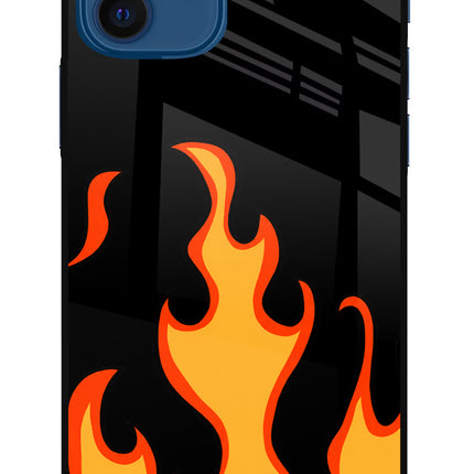 Fired Up – Black iPhone 12 Glass Case Back Cover by Casekaro