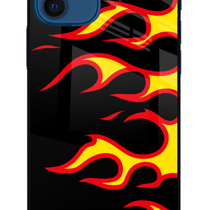 Side Sweep Flames iPhone 12 Glass Case Back Cover by Casekaro