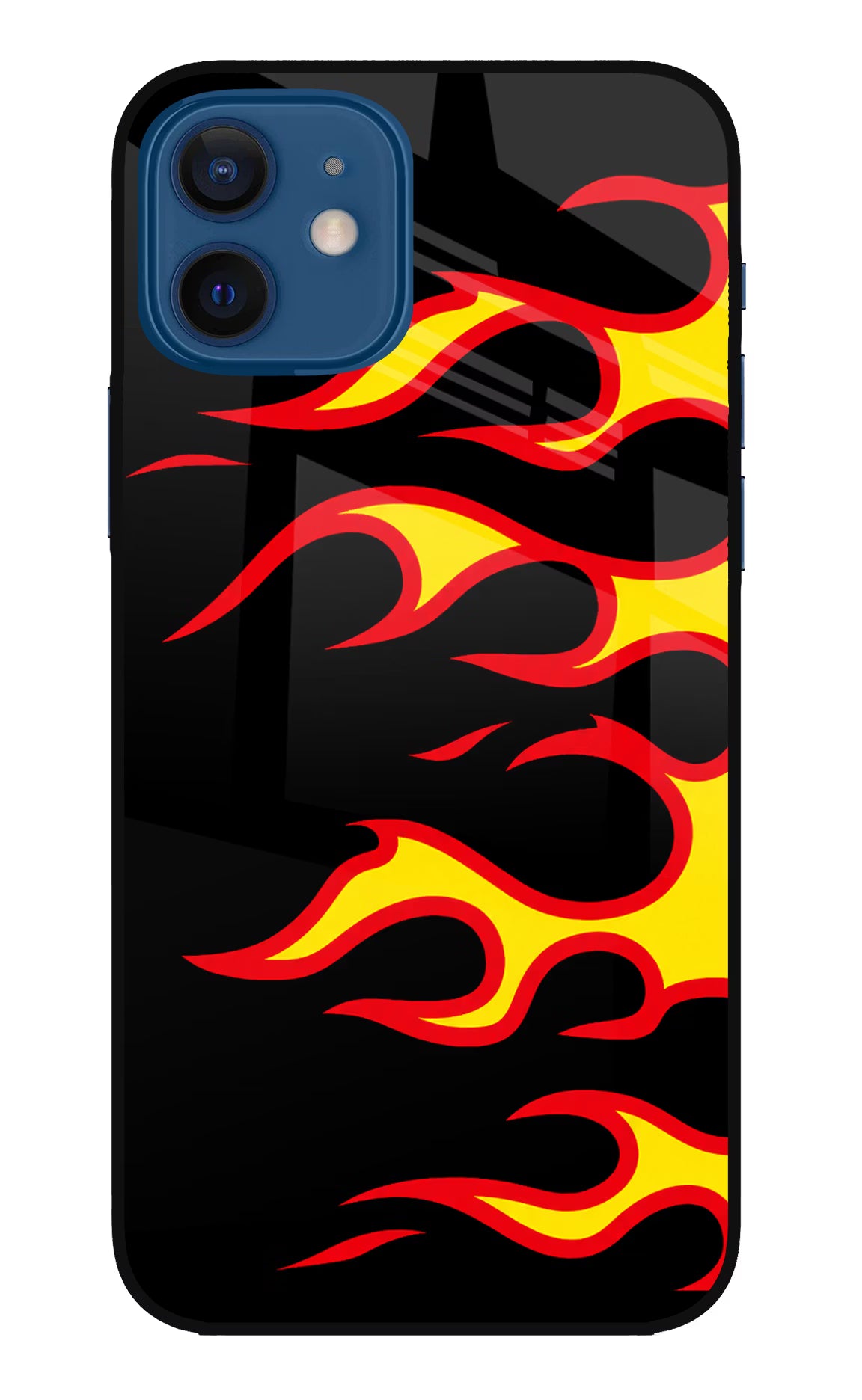 Side Sweep Flames iPhone 12 Glass Case Back Cover by Casekaro
